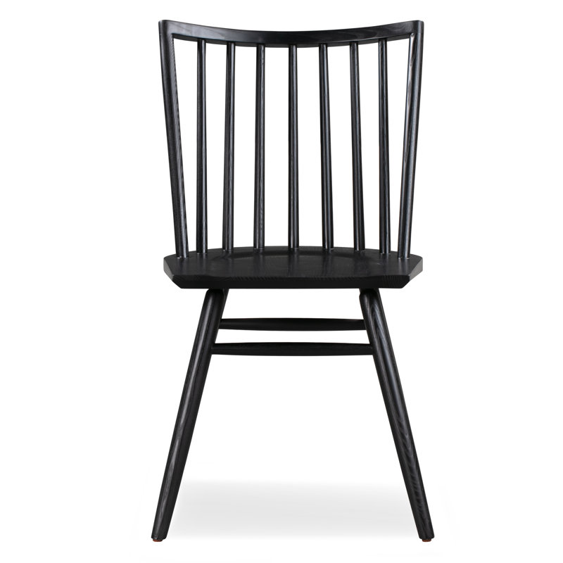 Solid Wood Slat Back Side Chair, Black
