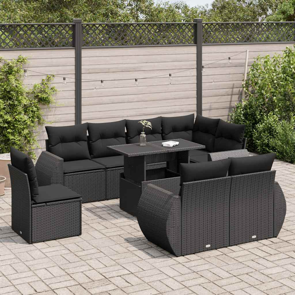 Vidaxl 9-Tlg. Garten-Sofagarnitur Mit Kissen Beige Poly Rattan