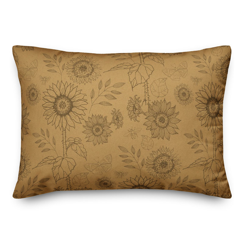 Polyester/Polyester Blend Lumbar Rectangular Pillow Cover & Insert, Yellow