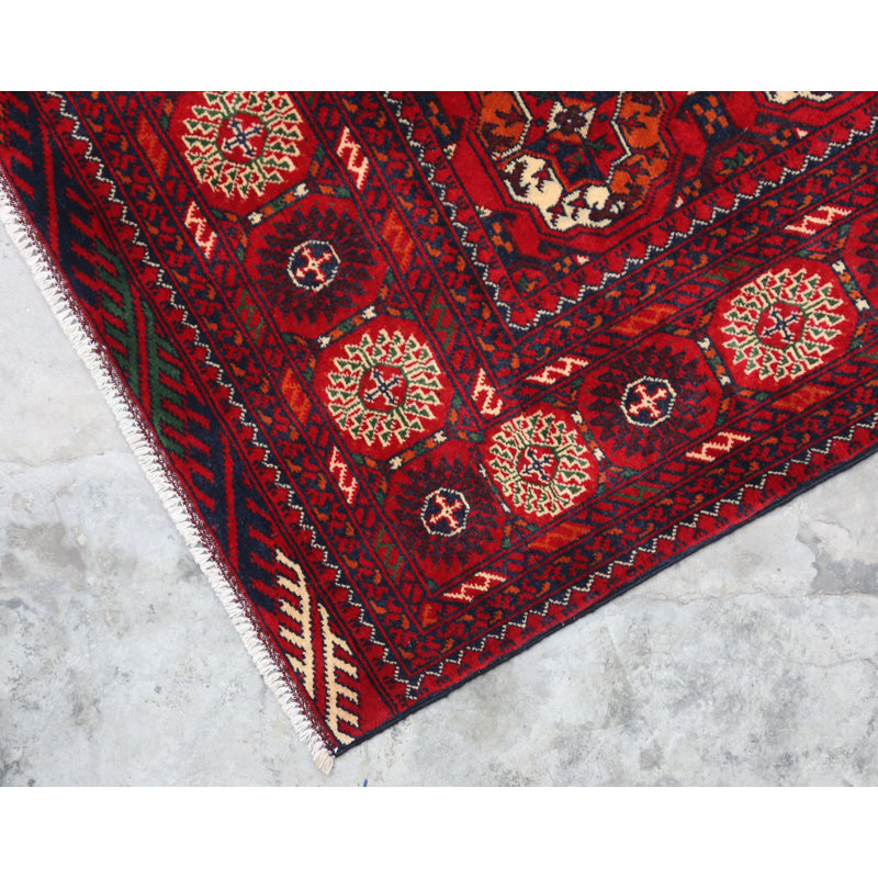 Afghan Hand Woven Wool Oriental Area Rug, Rectangle 6'8" x 9'9"