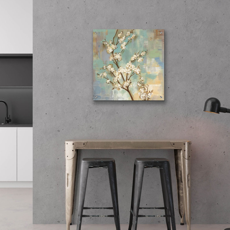 Art mural en verre épique «Kyoto Blossoms 2» par Silvia Vassileva, 24 po x 24 po, H 24 po x l 24 po