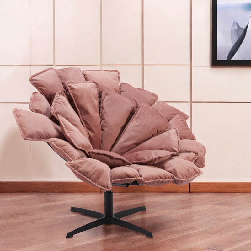 Chaise d'appoint pivotante en velours rose Gracie Mills