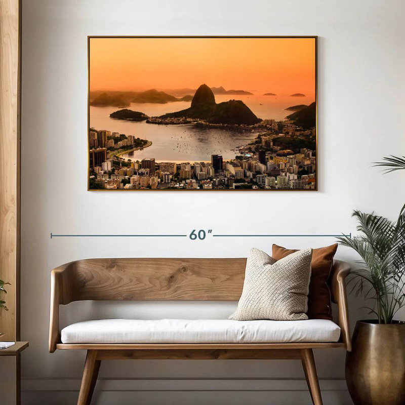 Rio de Janeiro, 46 po x 31 po, Cadre flottant doré