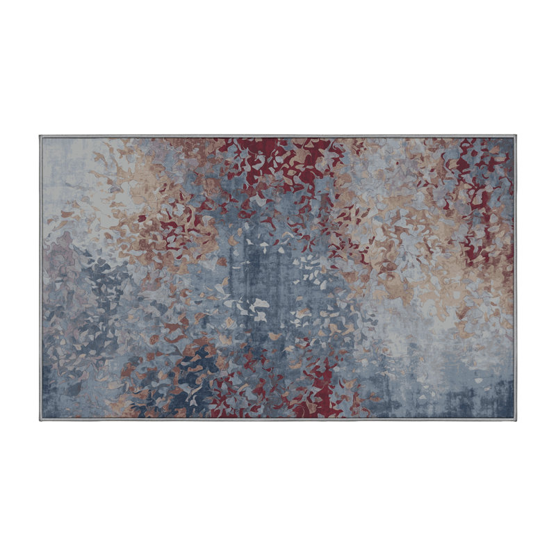 Machine Washable Gray Area Rug, Rectangle 7' x 9'