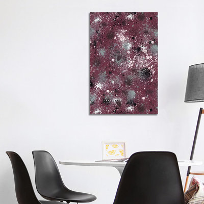 Ink Splatter Dust Burgundy by Ninola Design - Wrapped Canvas Painting