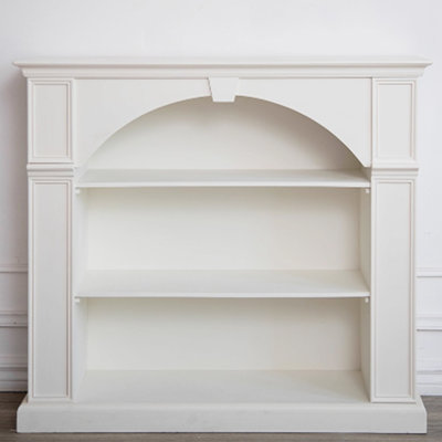 White Solid + Manufactured Wood Freestanding Fireplace