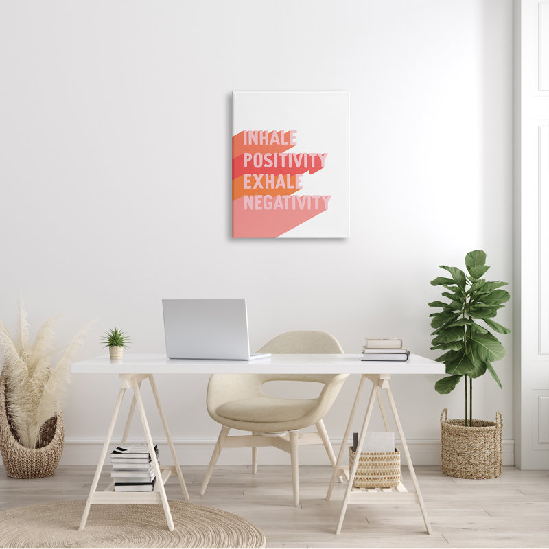 Inhaler «Pose», «Exhale» par «Motivation» - art textuel, H 30 po x l 24 po, Toile tendue