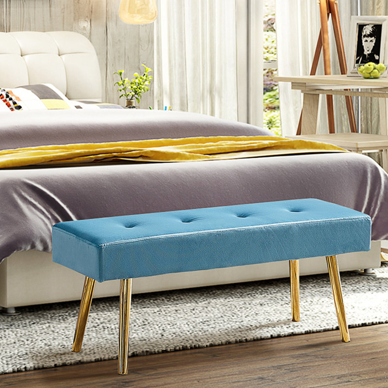 Banc long avec banc et tabouret, Bleu