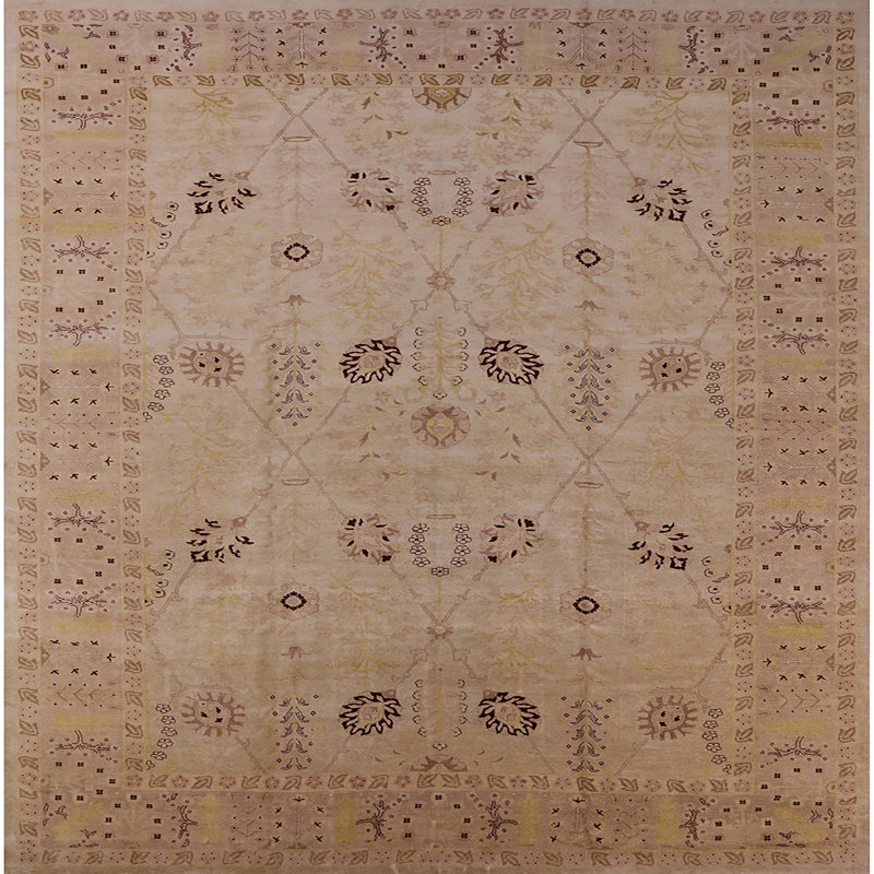 Tapis oriental beige Hutridge, Carré 8 pi