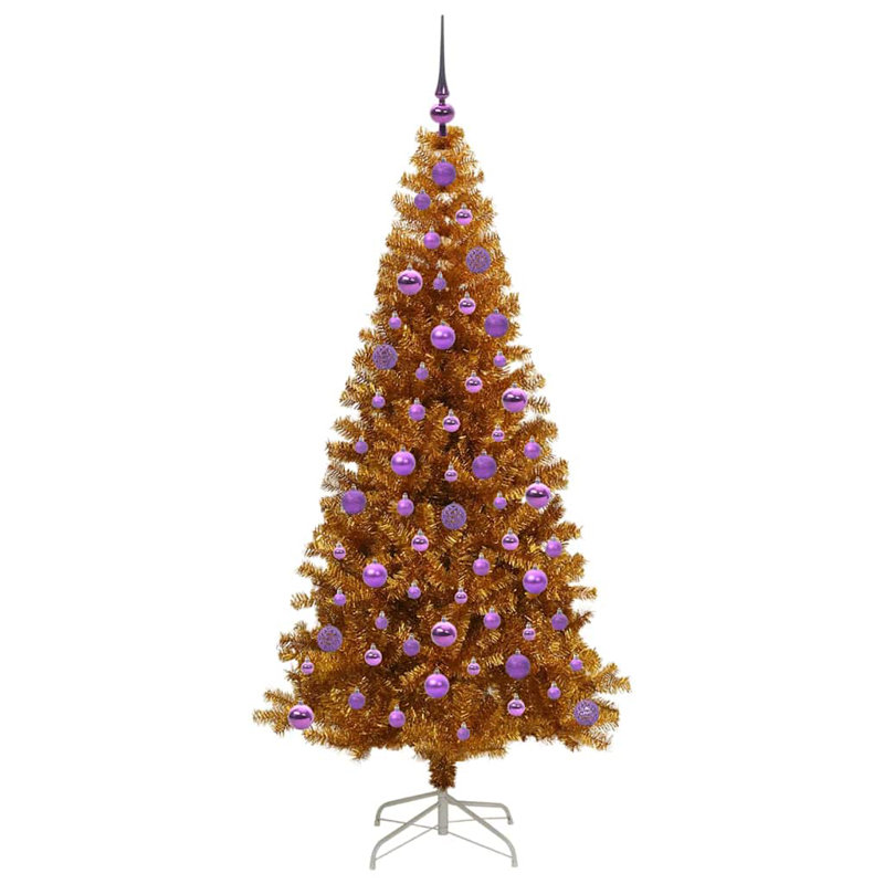 vidaXL Christmas Tree with 300 LEDs with Stand Gold PET, 5.91 ft