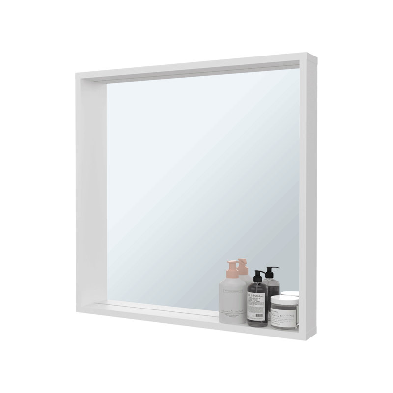 Armoire de rangement murale avec miroir, blanc
