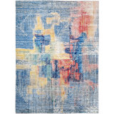 Abstract Area Rug in Blue/Beige/Light Yellow/Red