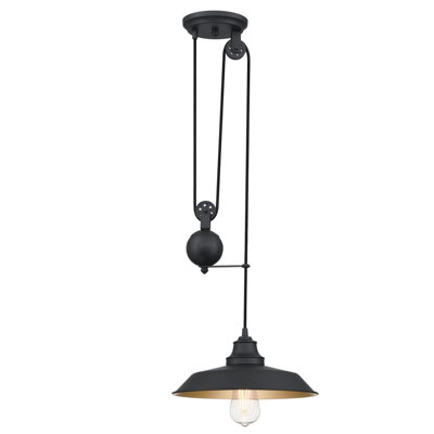 Luminaire suspendu poulie noir mat Iron Hill