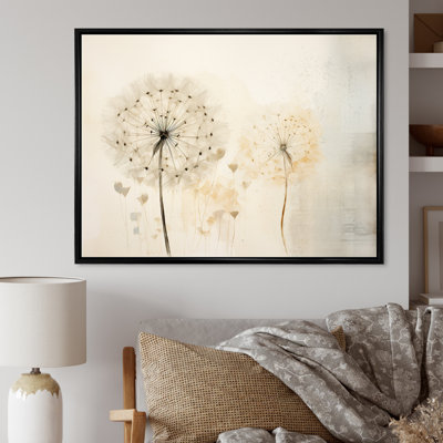 Dandelion Charm In Winter V - Dandelion Framed Canvas Print