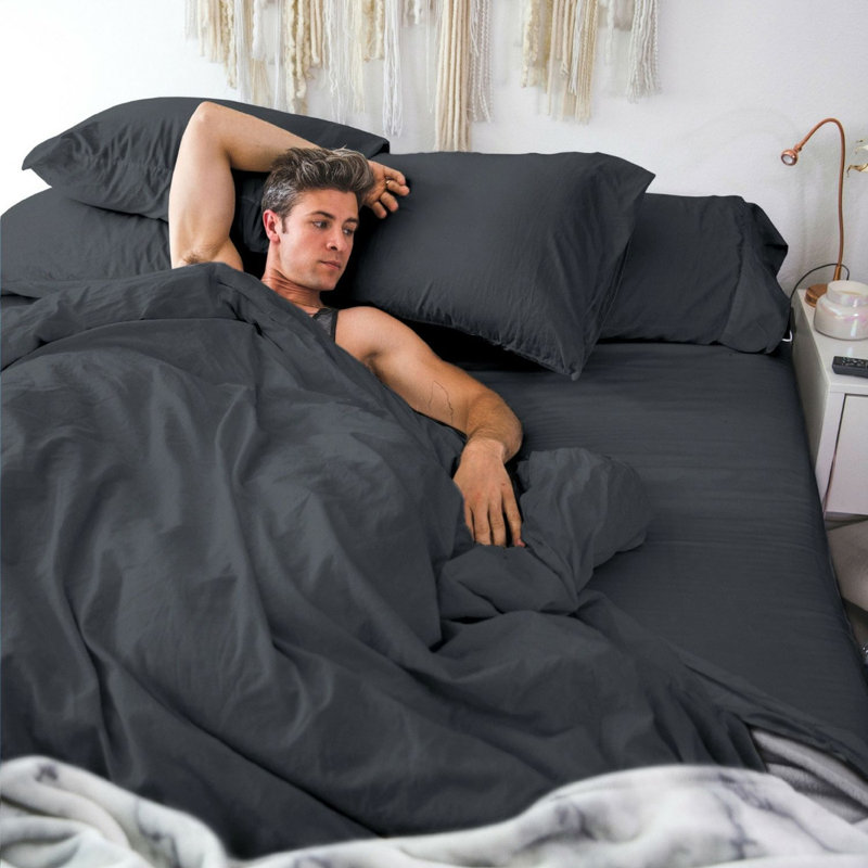  Ensemble de draps à densité de tissage 600 fils Luxe Soft & Smooth, Très grand, Anthracite