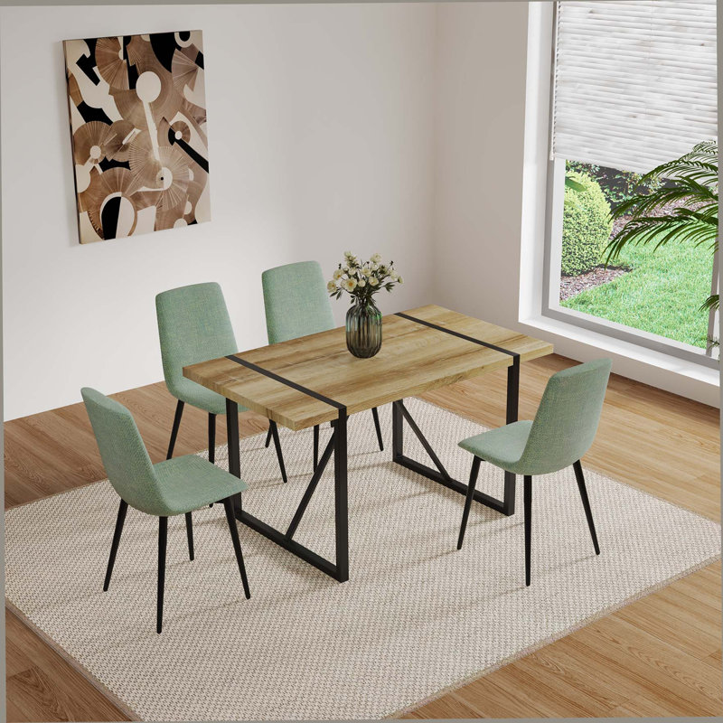 Ensemble de table de salle à manger en bois aggloméré de 55 po et de chaises de salle à manger modernes en bois aggloméré de 55 po, base et pieds en métal