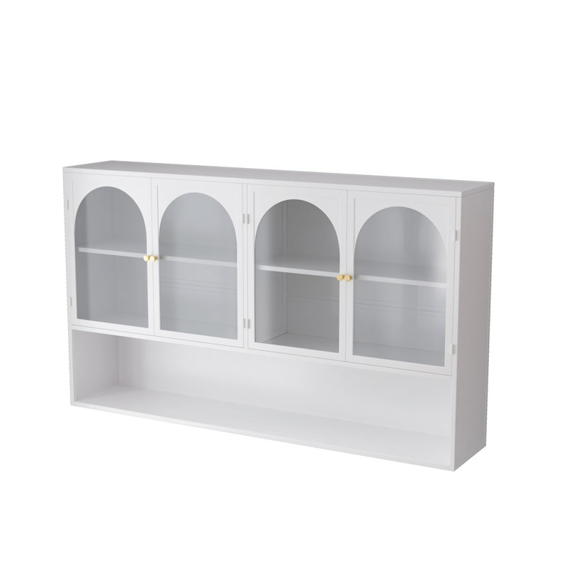 Armoire murale en verre 47,25 po à quatre portes, Blanc