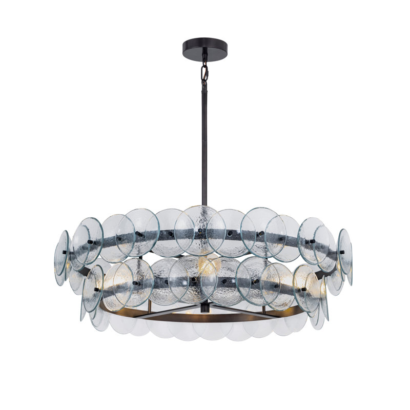 Loren-Multi-Tier Chandelier, Gunmetal/Textured Clear