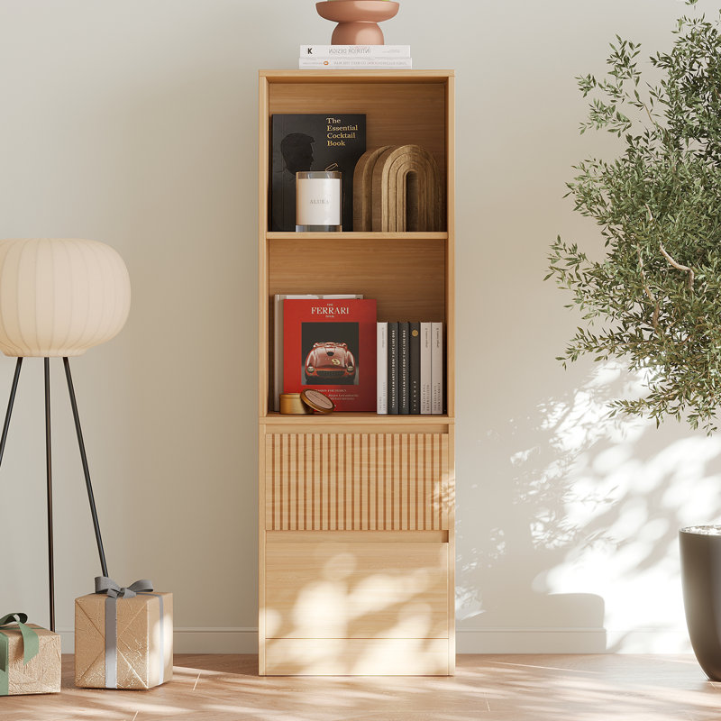 2-Tier Cube Bookshelf Storage Cabinet With Double Drawer And Shelf