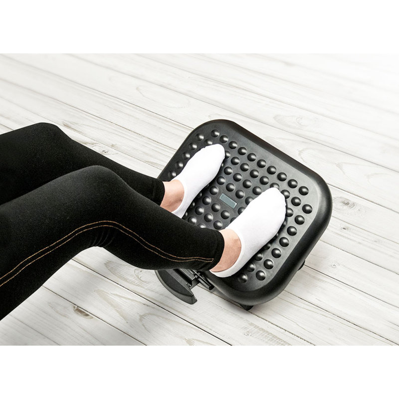 Black Adjustable Ergonomic Plastic Footrest with Massage Surface