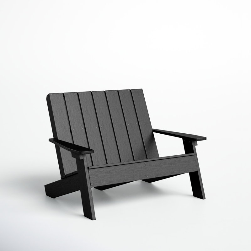 Byrnes Recycled Plastic Double Adirondack Loveseat, Black