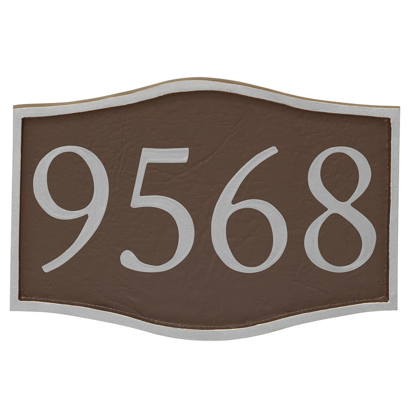 Plaque d’adresse murale sur 1 ligne serif, Argent, Cuivre
