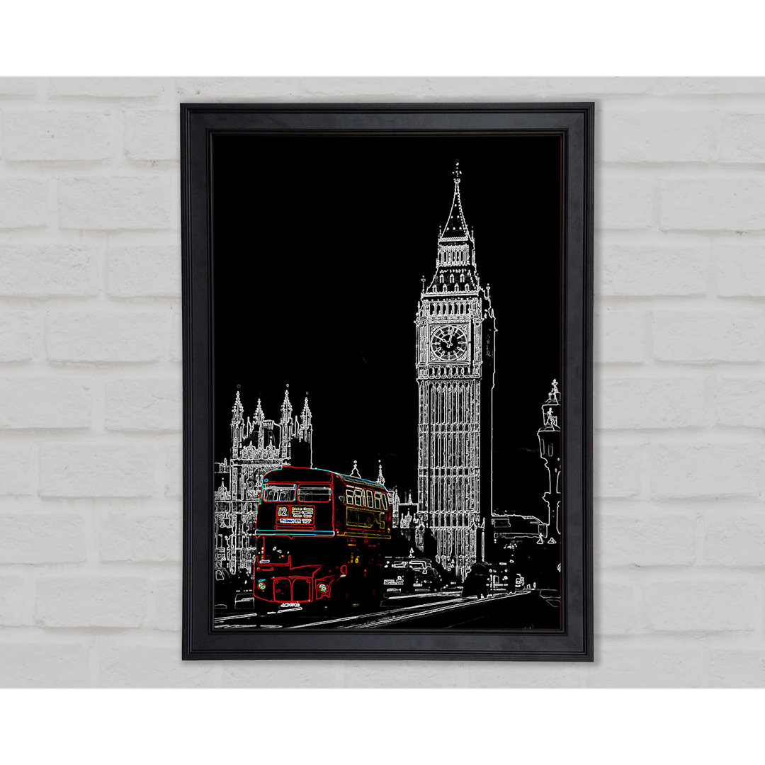 London Big Ben Roter Bus Gerahmter Druck