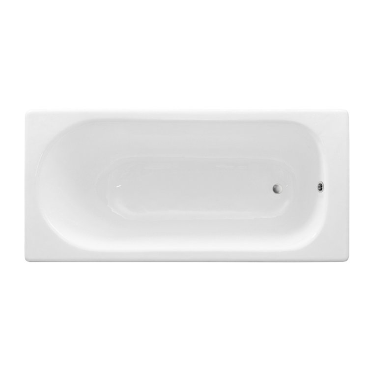 63" Streamline Drop-In Soaking Cast Iron Bathtub With Bamboo Tray
