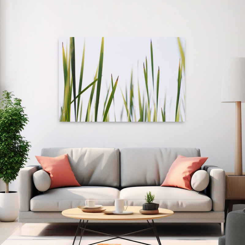 Gros plan sur une herbe à quenouilles, Typha Latifolia, paysage contemporain abstrait, art naturel, H 40 po x l 60 po
