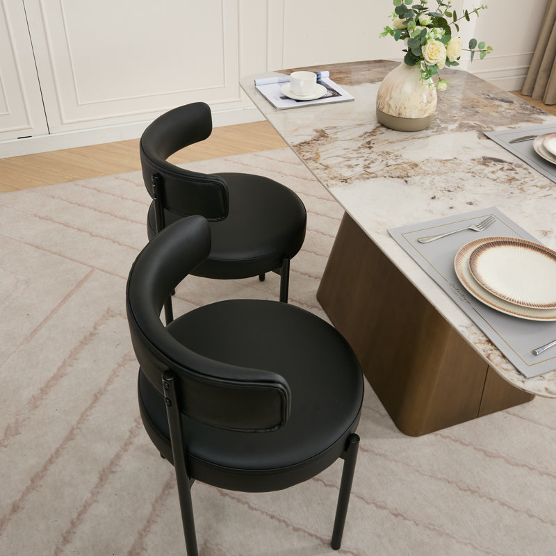 Chaises d'appoint rembourrées en similicuir, Noir mat, 6