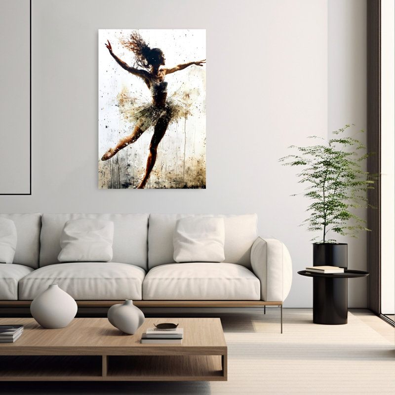 «Ethereal Ballet Dancer», art mural contemporain élégant et abstrait, 60" H x 40" W