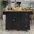 Rolling Mobile Kitchen Island With Solid Wood Top And Locking Wheels,52.7 Inch Width,Storage Cabinet And Drop Leaf Breakfast Bar,Spice Rack, Towel Rack & Drawer (Black)-477628965