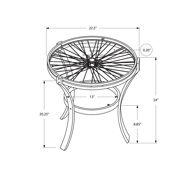 Table d'appoint, côté, bout, table de chevet, lampe, rond, verre trempé transparent, métal noir