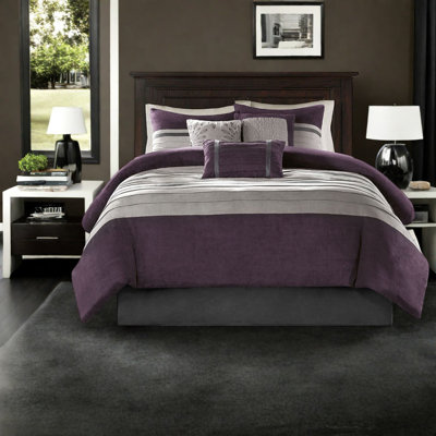 Luxurious 7-piece Faux Suede Bedding Set, Queen Size, Transitional Style