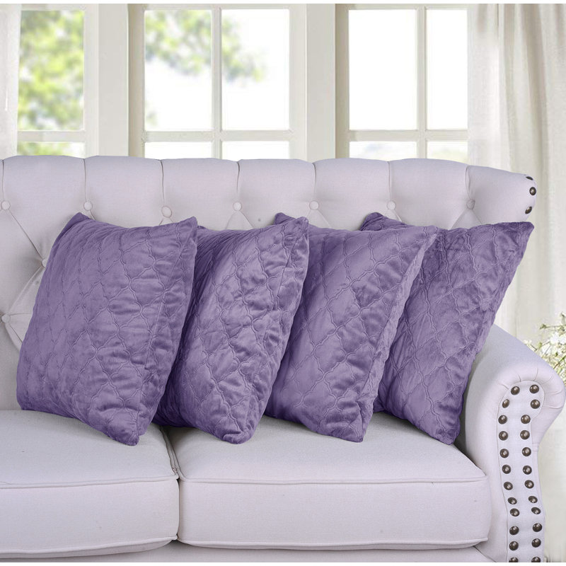 Housses de coussin décoratif en micro-vison, Lilas