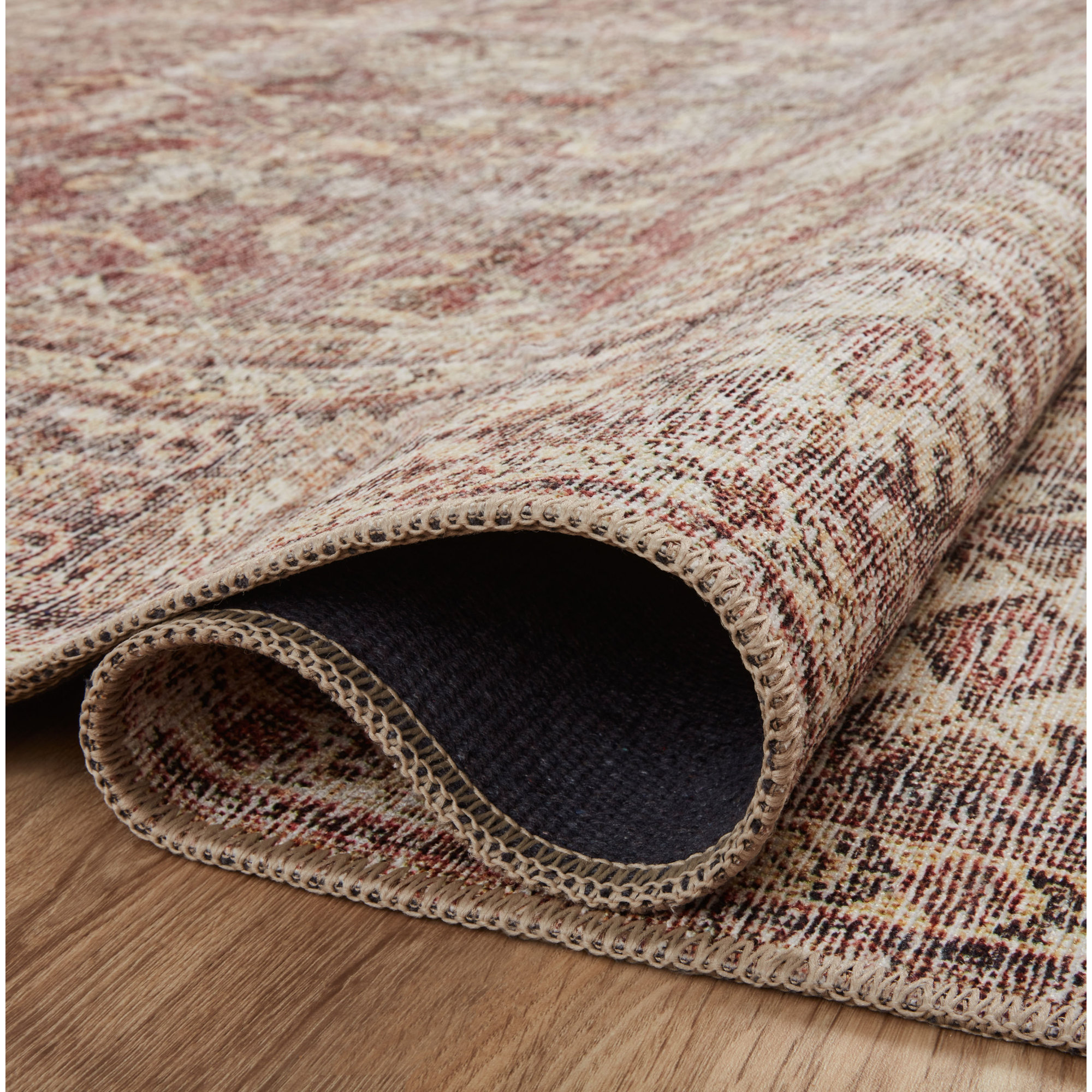 Georgie Oriental Bordeaux/Antique Area Rug, Square 1'6"