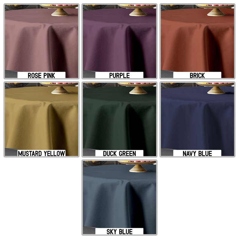 Faux Linen Solid Color Tablecloth, 279cm W x 259cm L, Duck Green