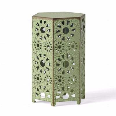14" Side Table With Sunburst Cut Out Design