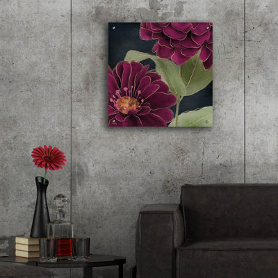 Art mural en verre épique «Bourgogne Bourgogne 2» par Heidi Kuntz, 24 po x 24 po