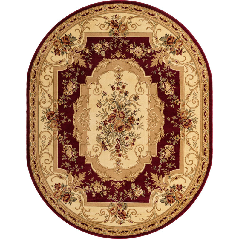 Tapis oriental rouge Rabito, Ovale 7 pi 11 po x 10 pi