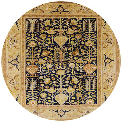 Tapis oriental brun clair / bleu marine