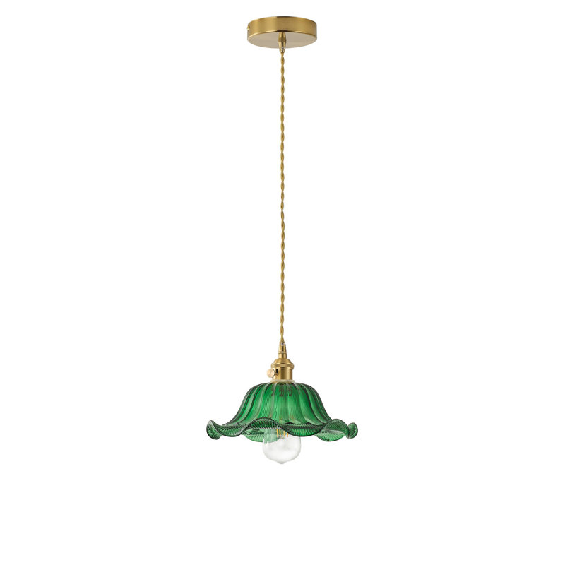 Luminaire suspendu en forme de dôme à 1 lumière E26 en laiton et verre, à hauteur réglable, à intensité variable, homologué ETL