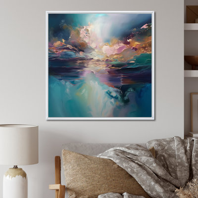«Spiried Ocean Sunset In Shades Of Blue», art mural abstrait sur toile