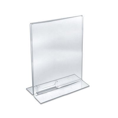 Cadre porte-affiche en forme de T en acrylique transparent à double face avec porte-cartes de visite attaché, taille du cadre: l 8,5 po x H 11 po, paquet de 10