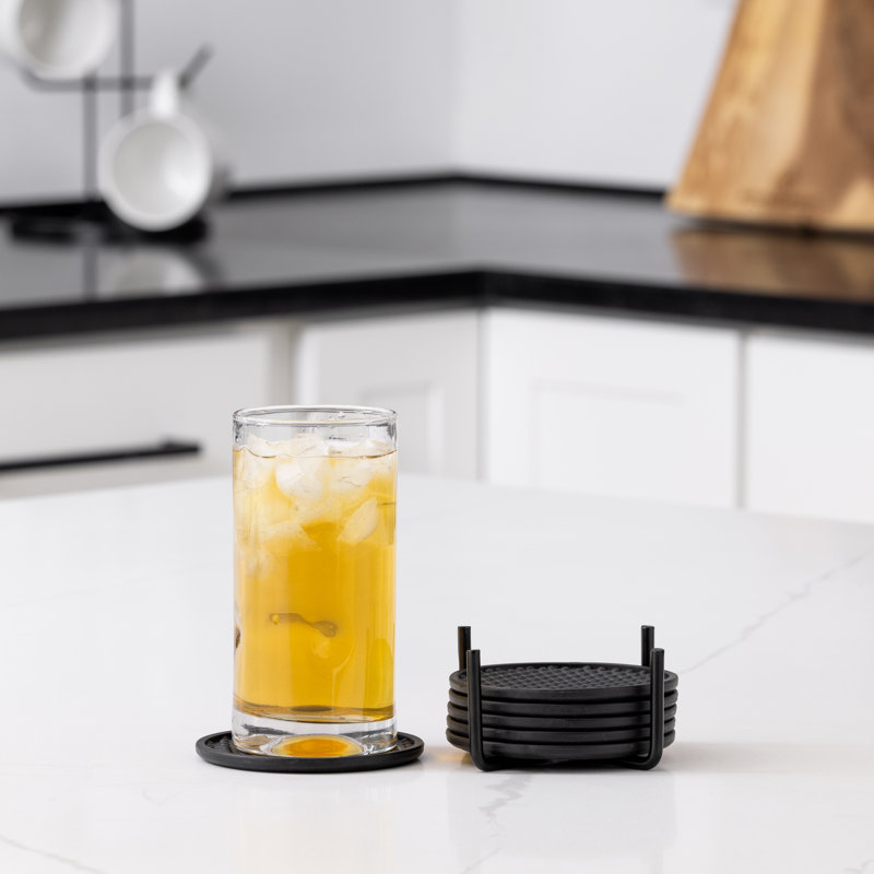Spectrum Finley Coaster Container With 6 Black Coasters