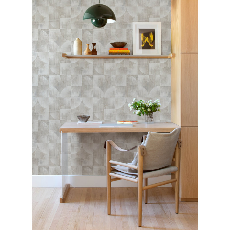 Woodbine Sage Abstract Geometric Wallpaper, Gray