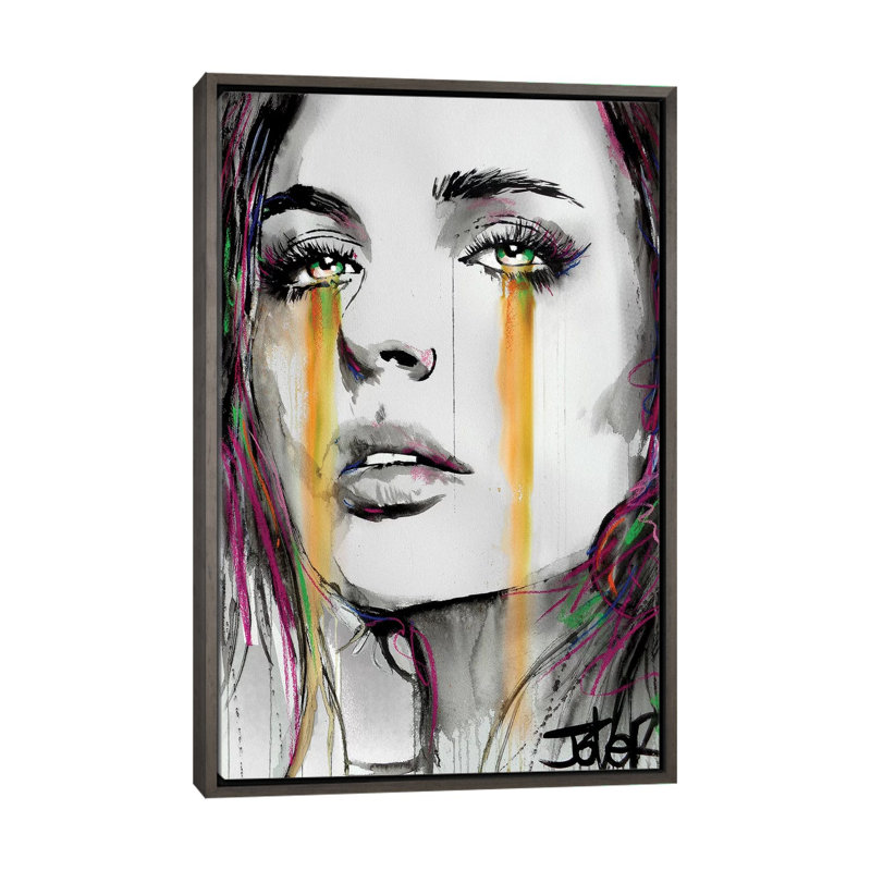 « Streams » par Loui», reproduction d’art, Toile avec cadre gris, Pas de tapis, H 26 po x l 18 po x 1,5 po