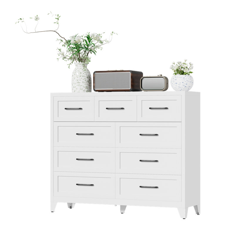 Armoire de rangement en métal blanc avec tiroirs coulissants