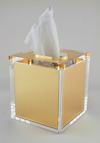 Lucite Tissue Box w/Lid, Gold
