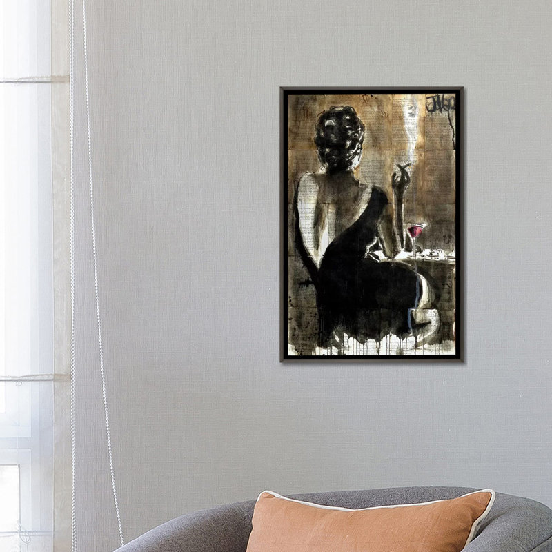 Cocktail par Loui Jover - imprimé, H 26 po x l 18 po x p 1,5 po, Cadre blanc, Noir patiné
